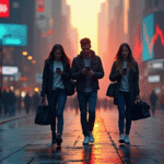 3 People Walking in the City While Busy Using the Phones