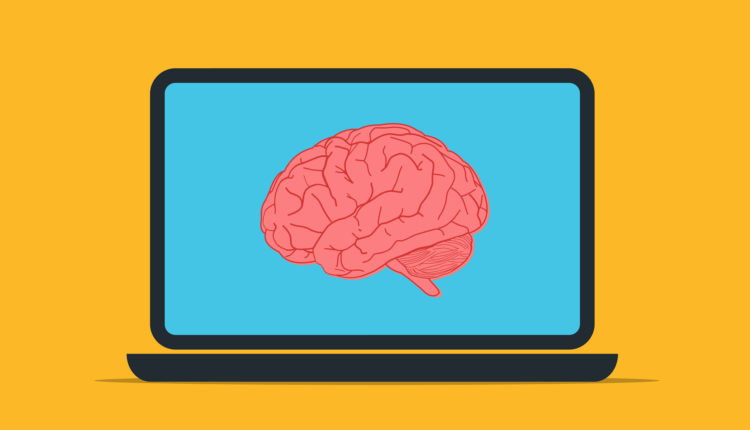 Laptop computer with a digital brain displayed as Anthropic has been selected to build government AI assistant capabilities to modernise how citizens interact with complex state services.