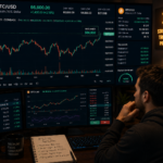 A trader analyzing Bitcoin as it approaches $67k.